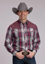 Roper 3117 Plaid (Grey/Red) - Men's Western Shirt