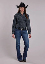 Roper 3270 Paisley (Black/Grey) - Women's Western Shirt