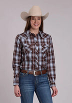 Roper 3280 Plaid (Chocolate/Light Blue) - Women's Western Shirt