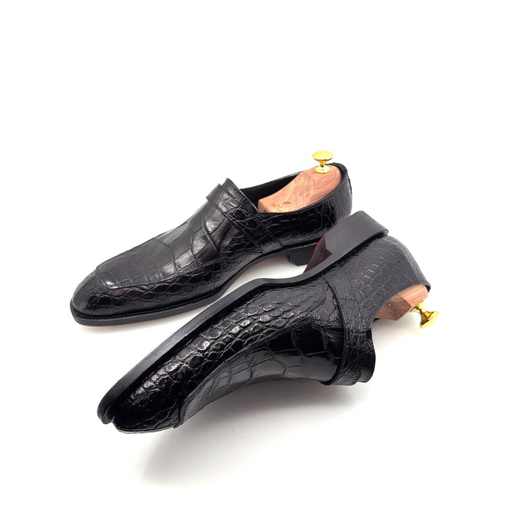 Maurice Sargeant Alligator Monkstrap - Black