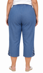 Women's Lightweight Capri Pants with Studded Hem Detail