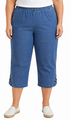 Women's Lightweight Capri Pants with Studded Hem Detail