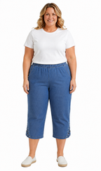 Women's Lightweight Capri Pants with Studded Hem Detail