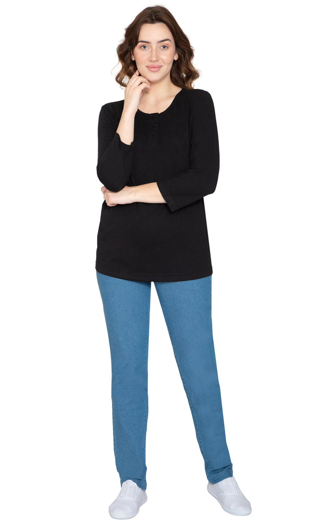 3/4 Sleeve Henley Top