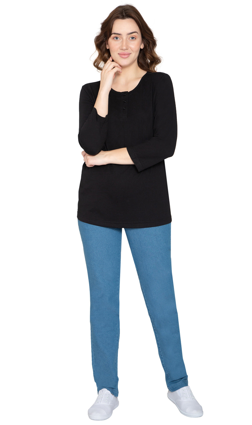3/4 Sleeve Henley Top
