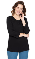3/4 Sleeve Henley Top