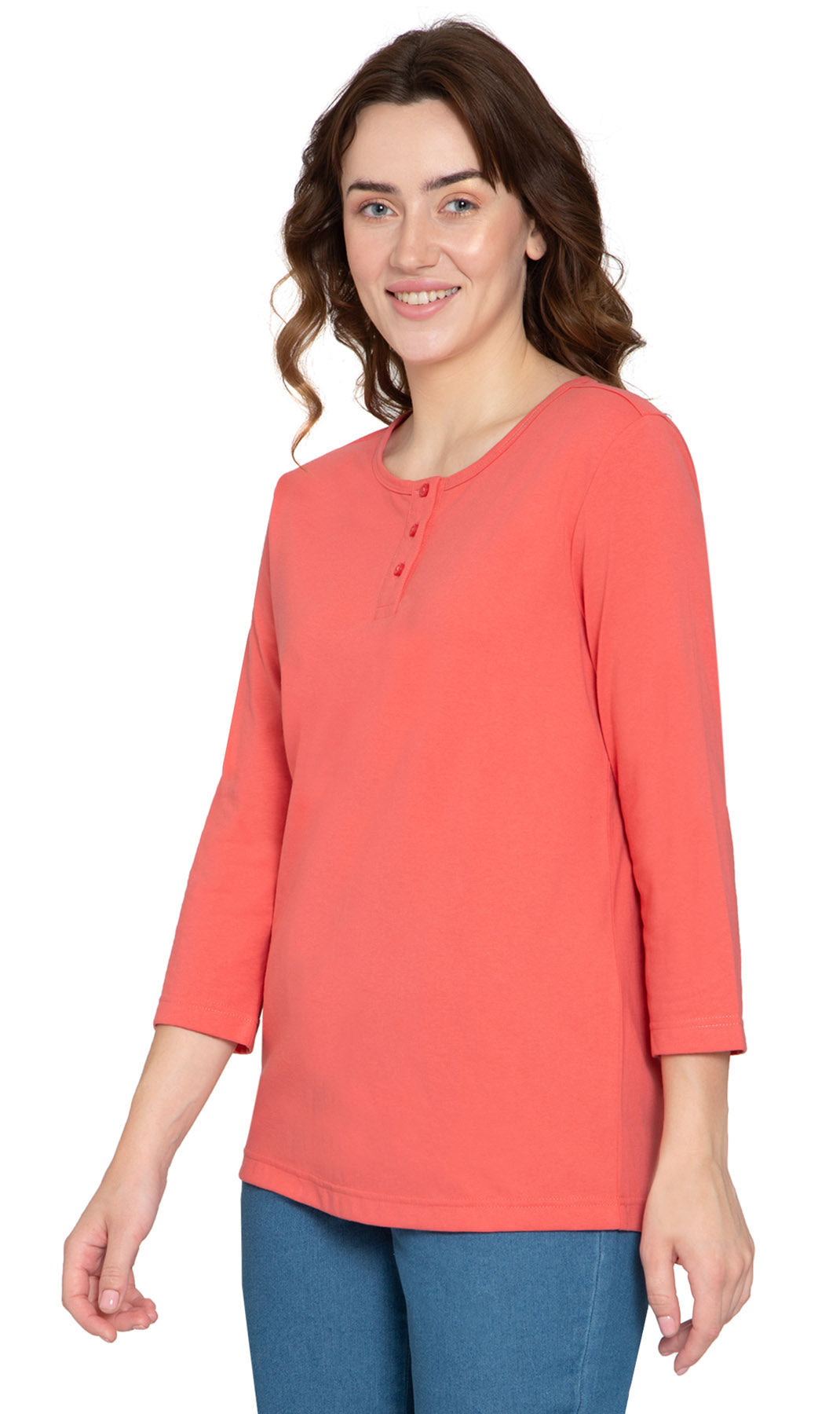 3/4 Sleeve Henley Top