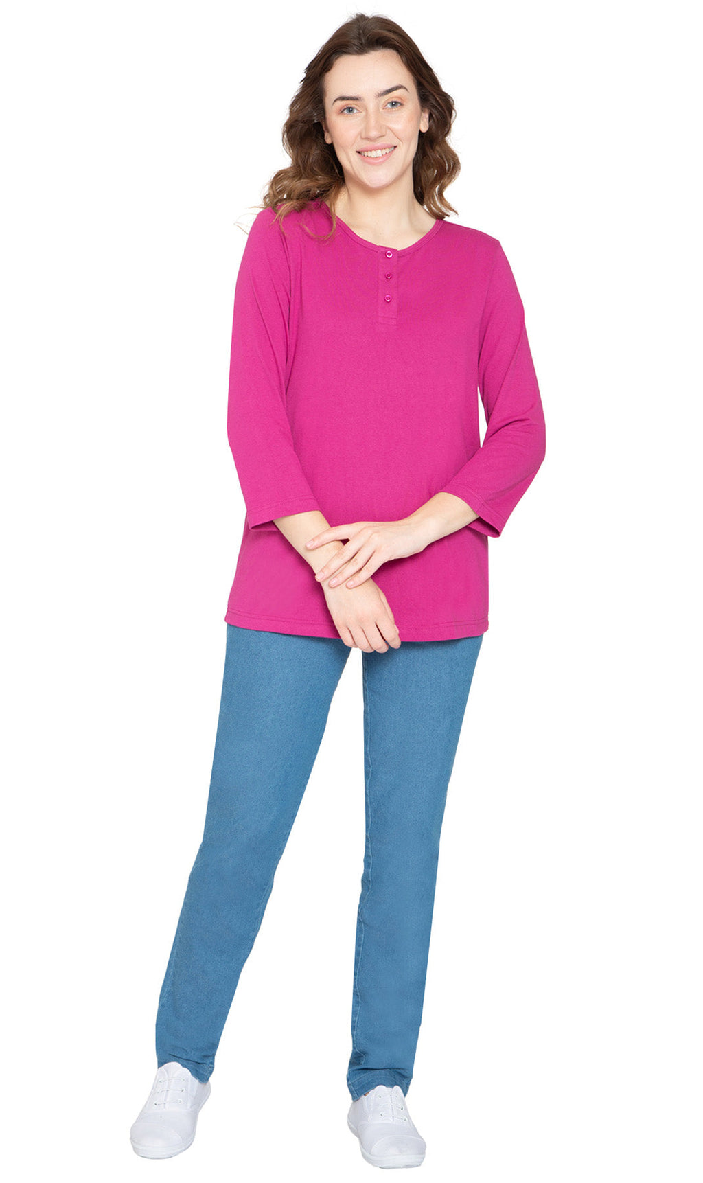 3/4 Sleeve Henley Top