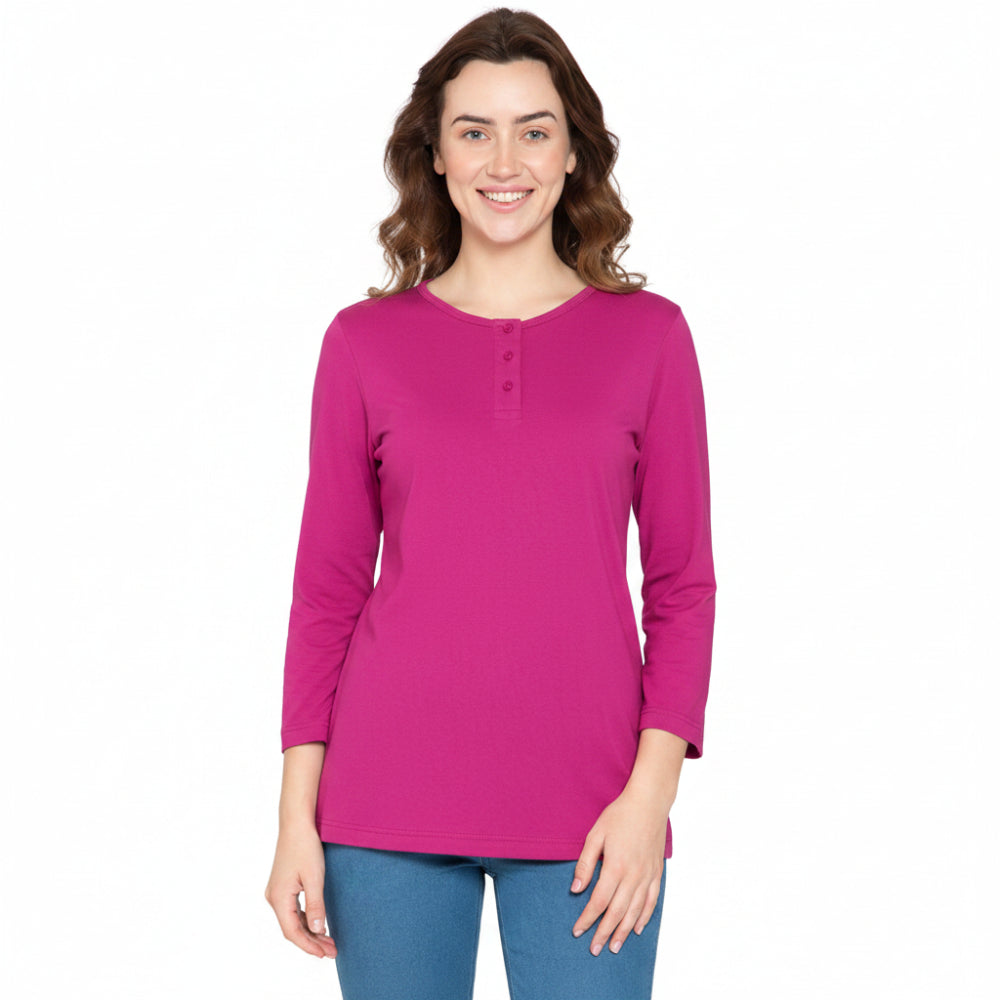 3/4 Sleeve Henley Top