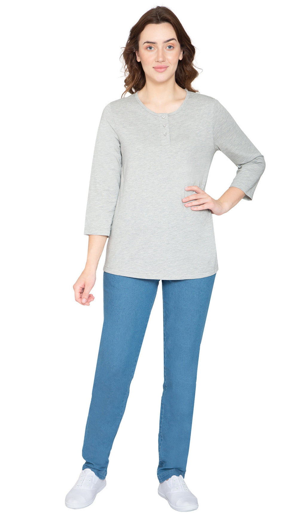 3/4 Sleeve Henley Top
