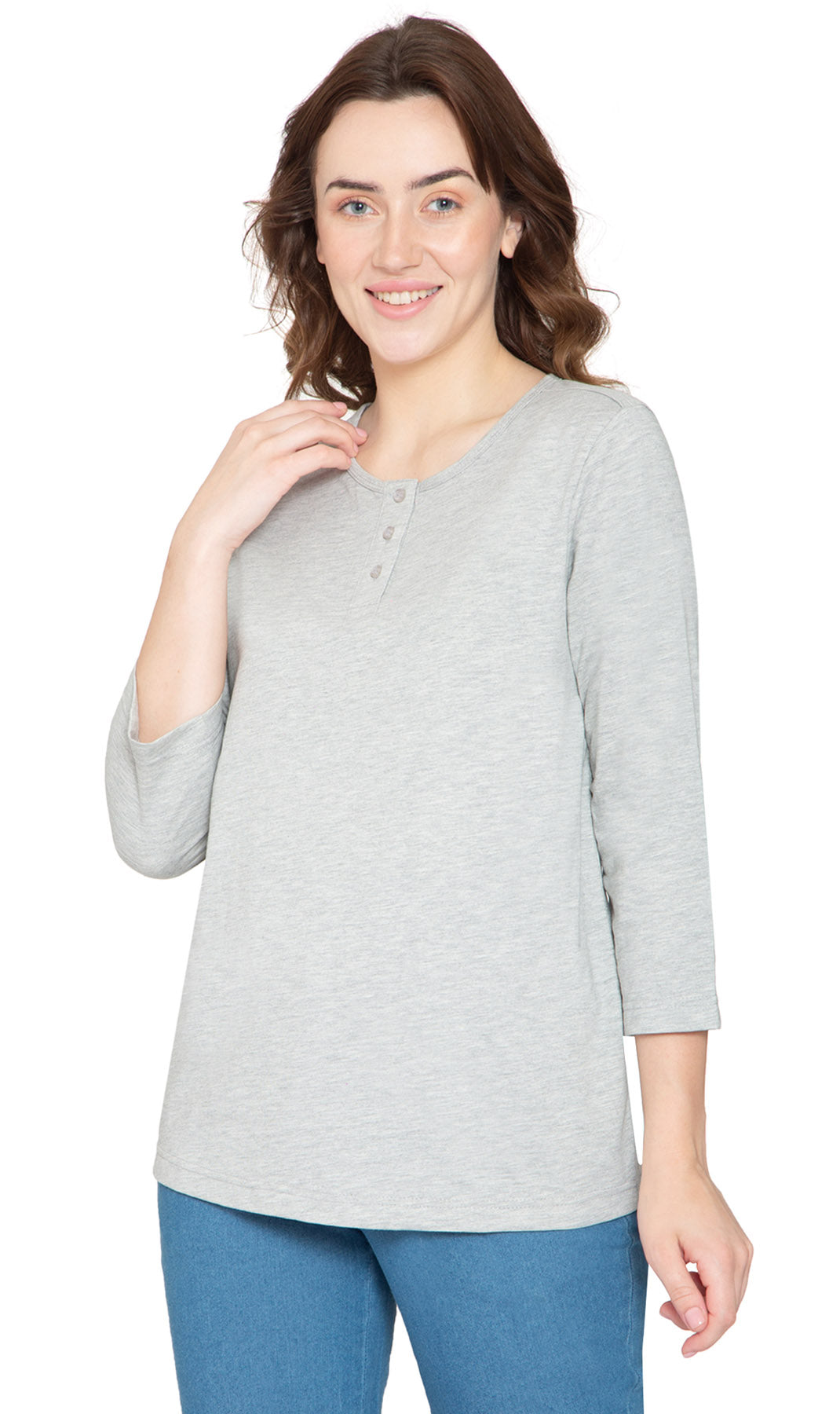 3/4 Sleeve Henley Top