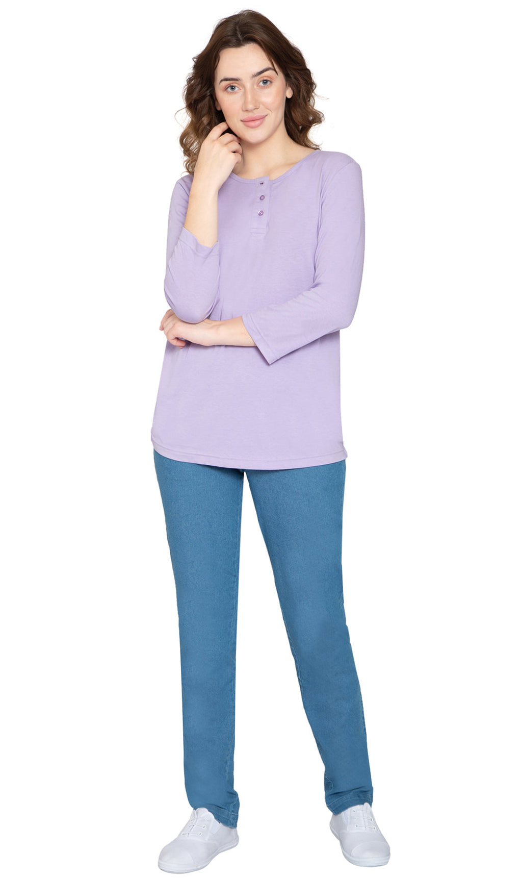 3/4 Sleeve Henley Top