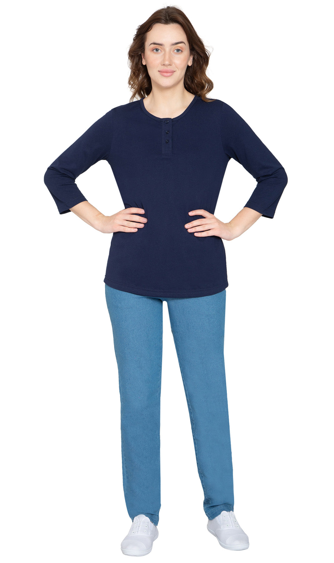 3/4 Sleeve Henley Top