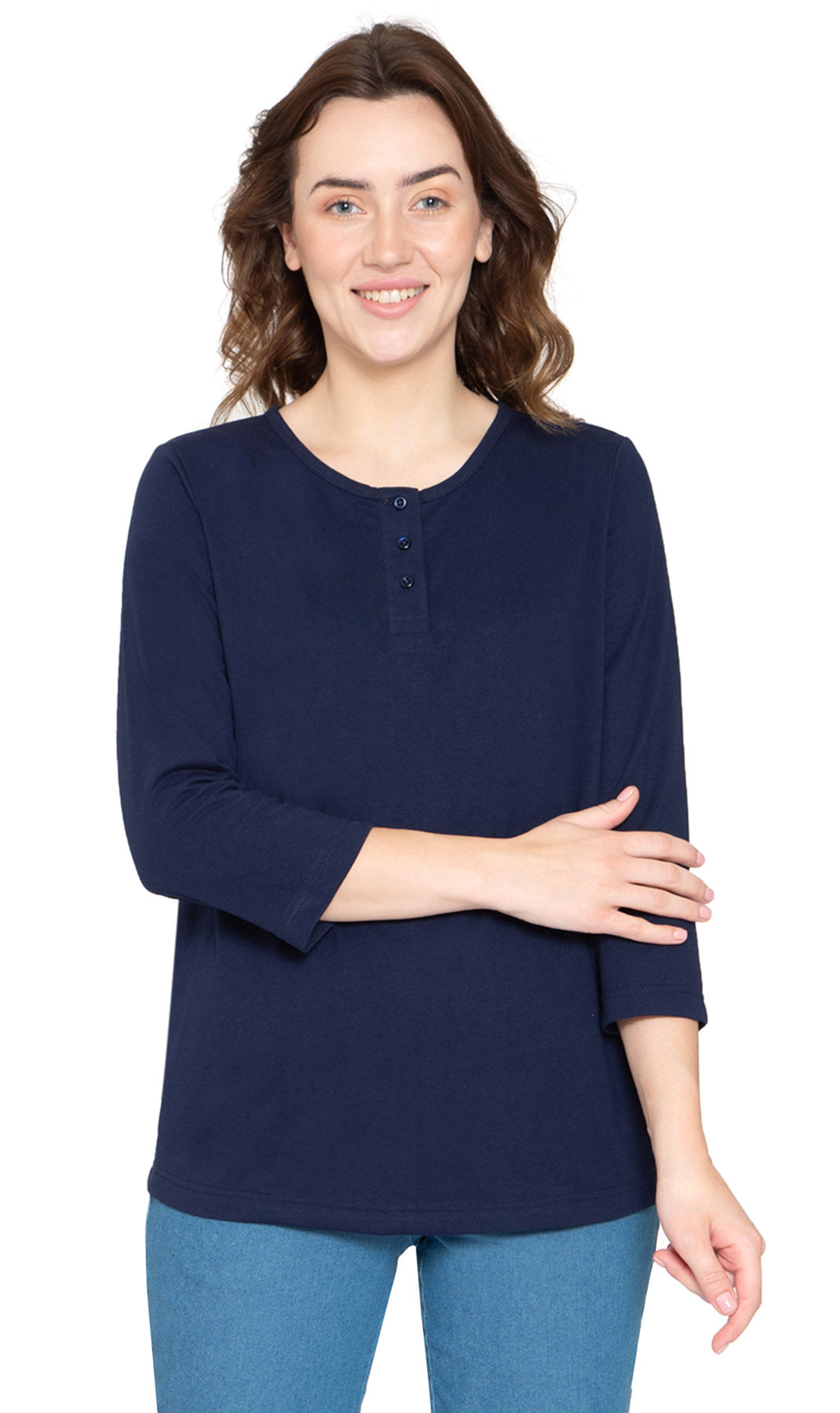 3/4 Sleeve Henley Top