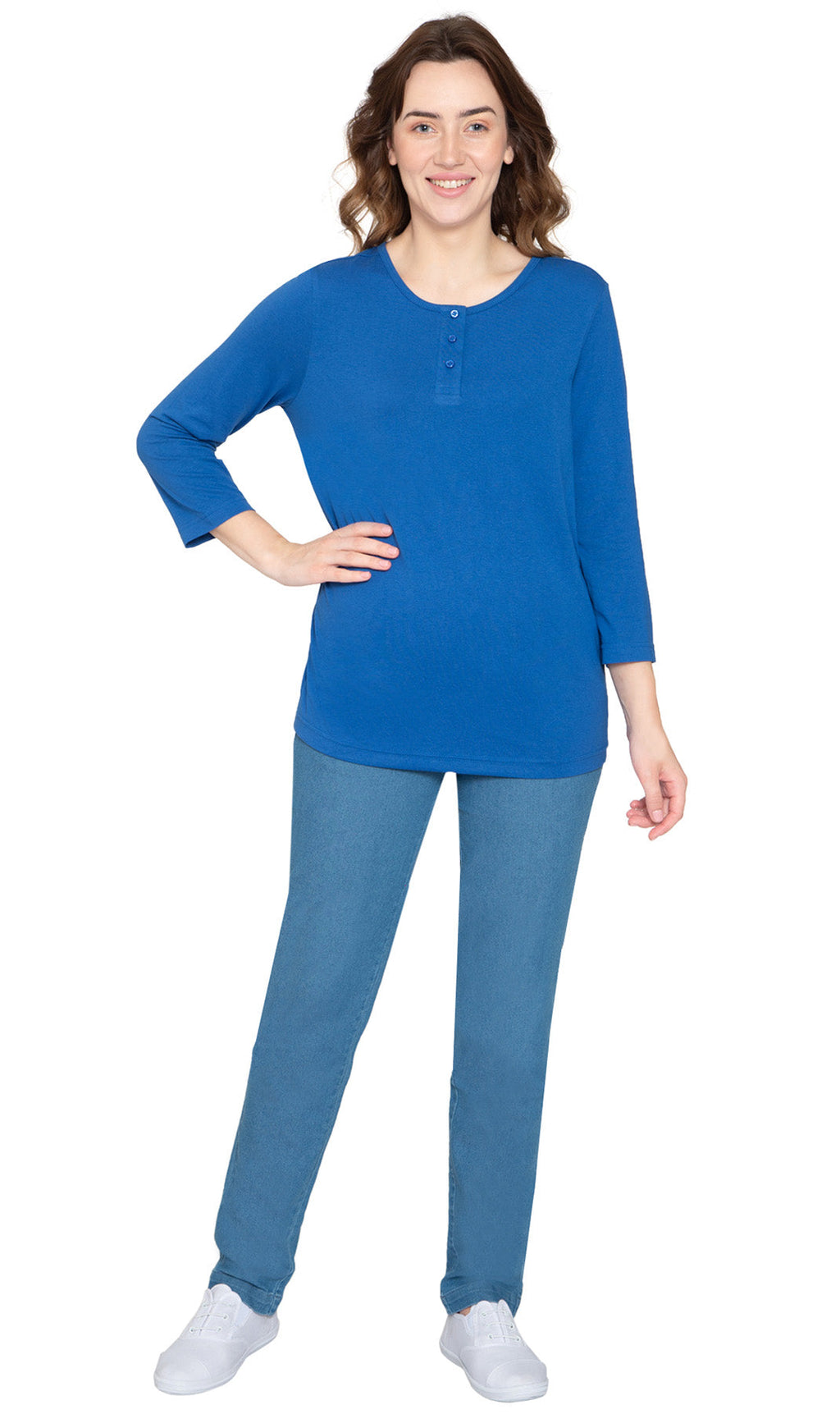 3/4 Sleeve Henley Top