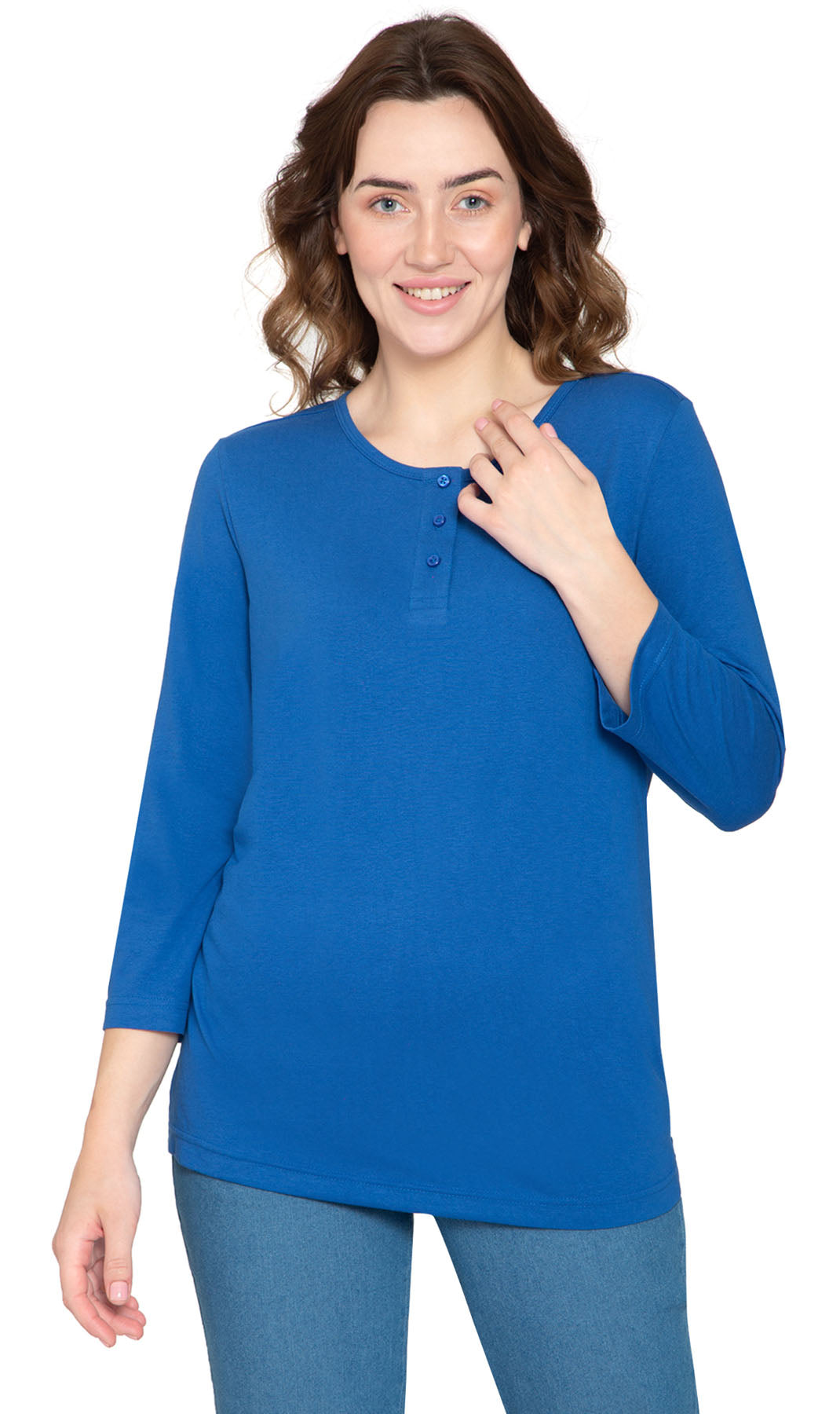 3/4 Sleeve Henley Top