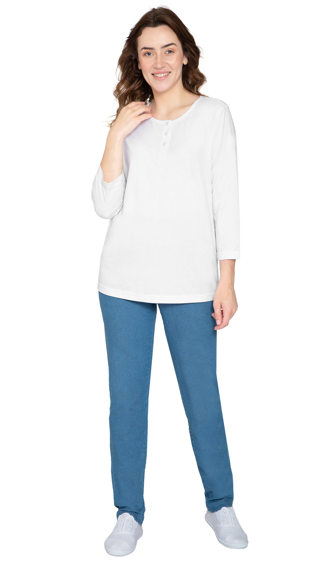 3/4 Sleeve Henley Top