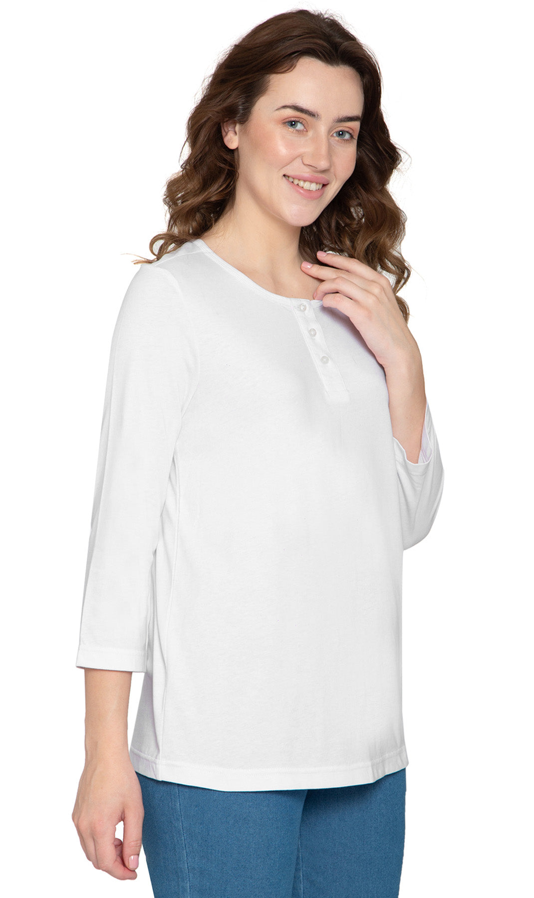 3/4 Sleeve Henley Top