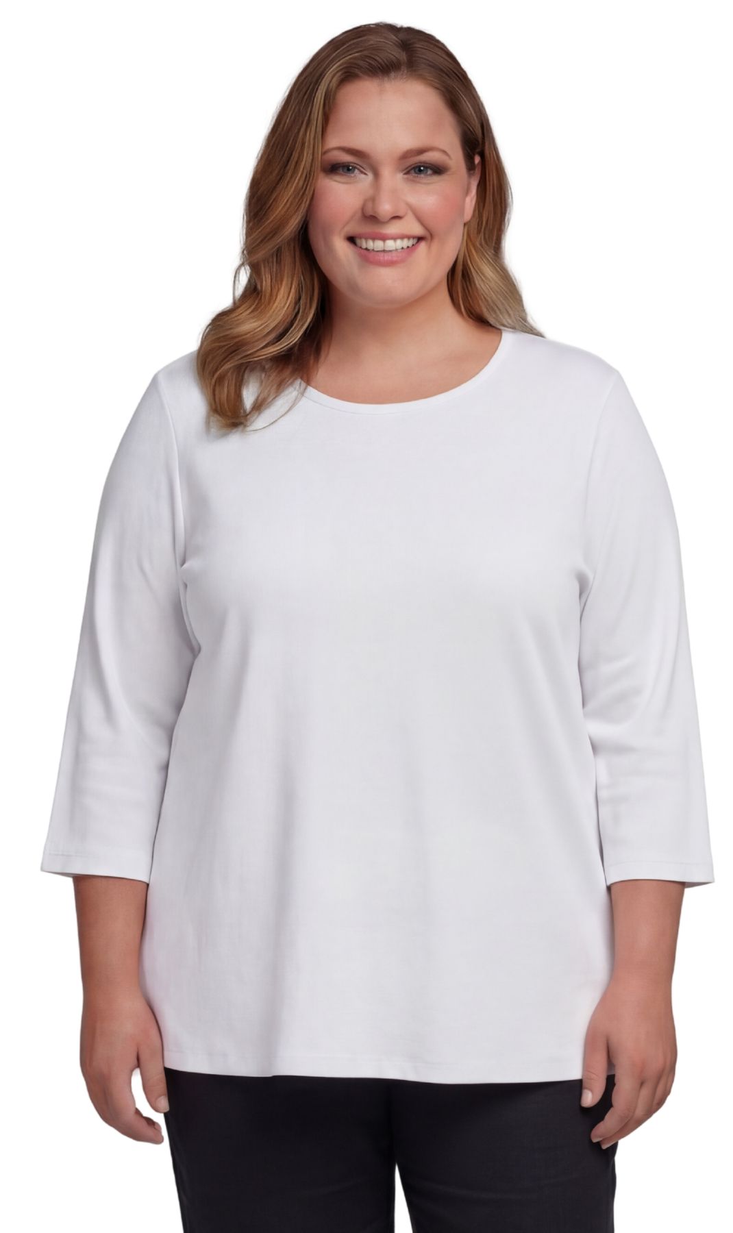 Ribbed Cotton 3/4 Sleeve Top