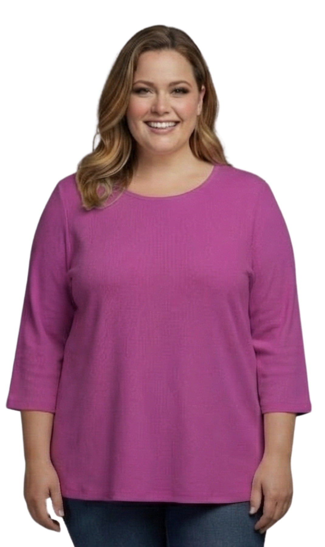 Ribbed Cotton 3/4 Sleeve Top