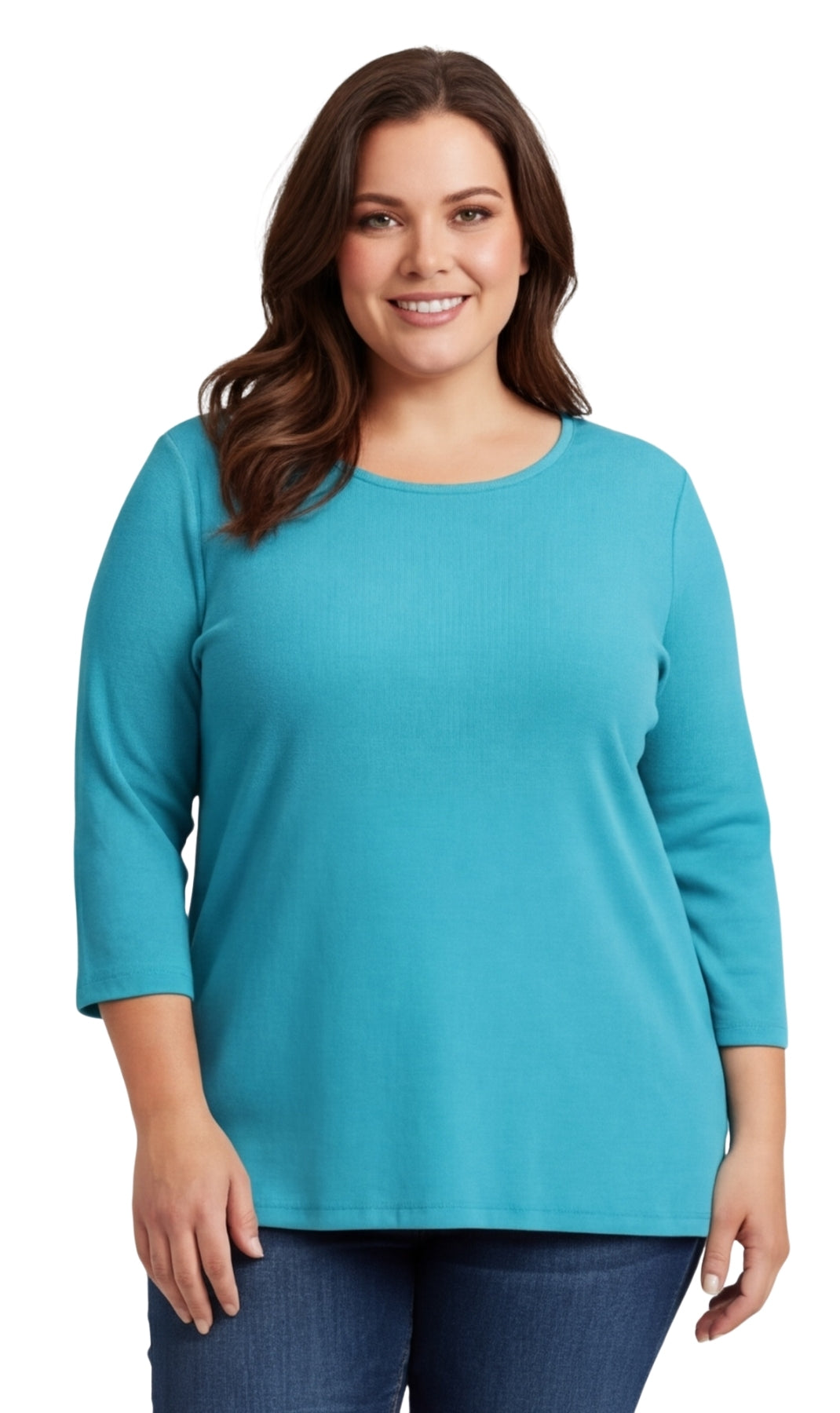 Ribbed Cotton 3/4 Sleeve Top