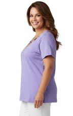 Scalloped Neckline Embellished Tee