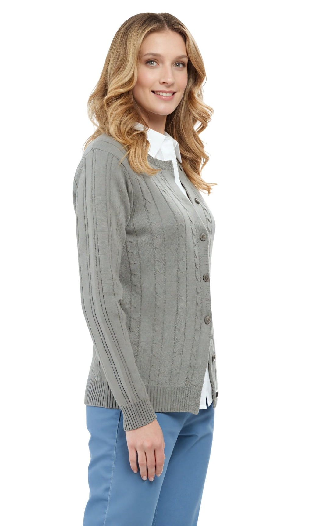 Cable Knit Button Front Cardigan