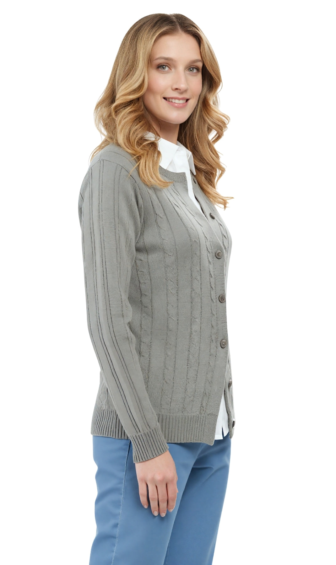 Cable Knit Button Front Cardigan