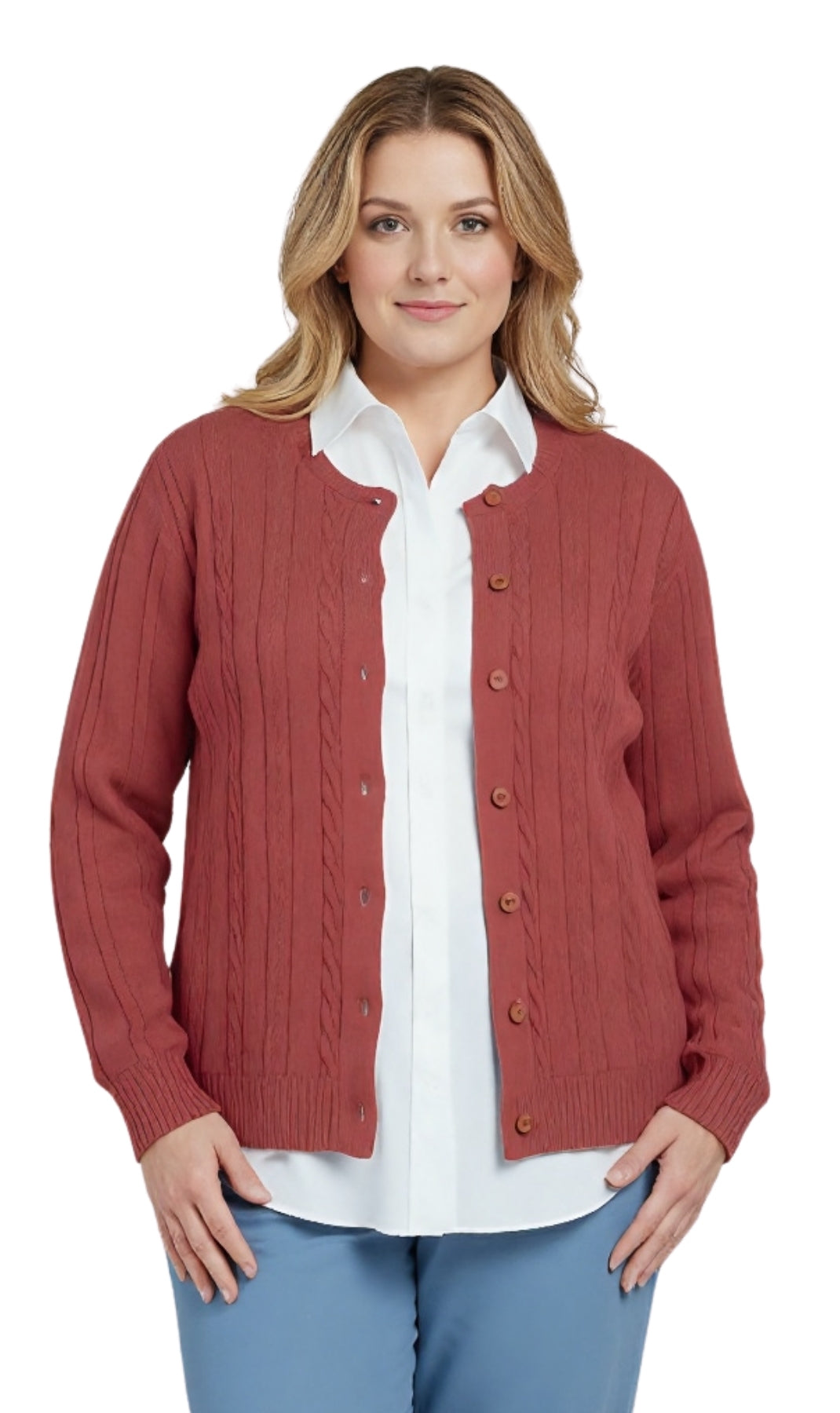 Cable Knit Button Front Cardigan