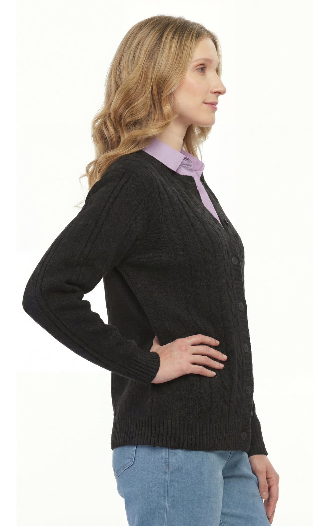 Cable Knit Button Front Cardigan