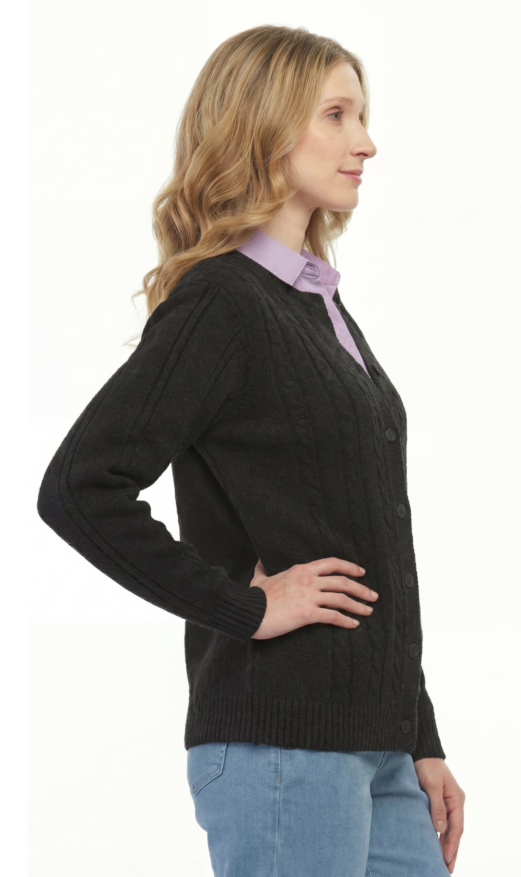 Cable Knit Button Front Cardigan