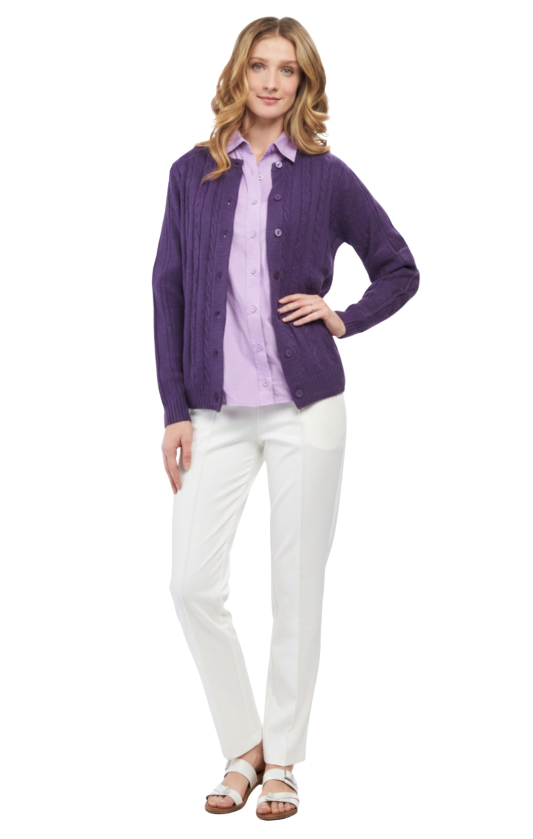 Cable Knit Button Front Cardigan
