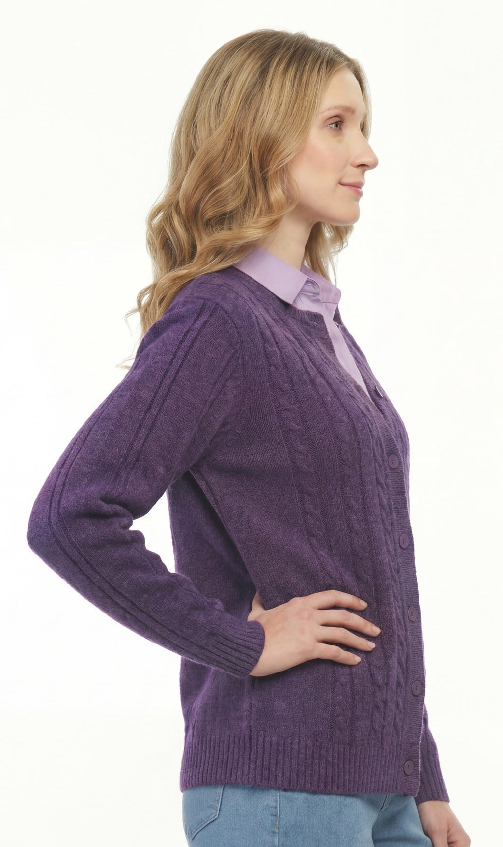 Cable Knit Button Front Cardigan
