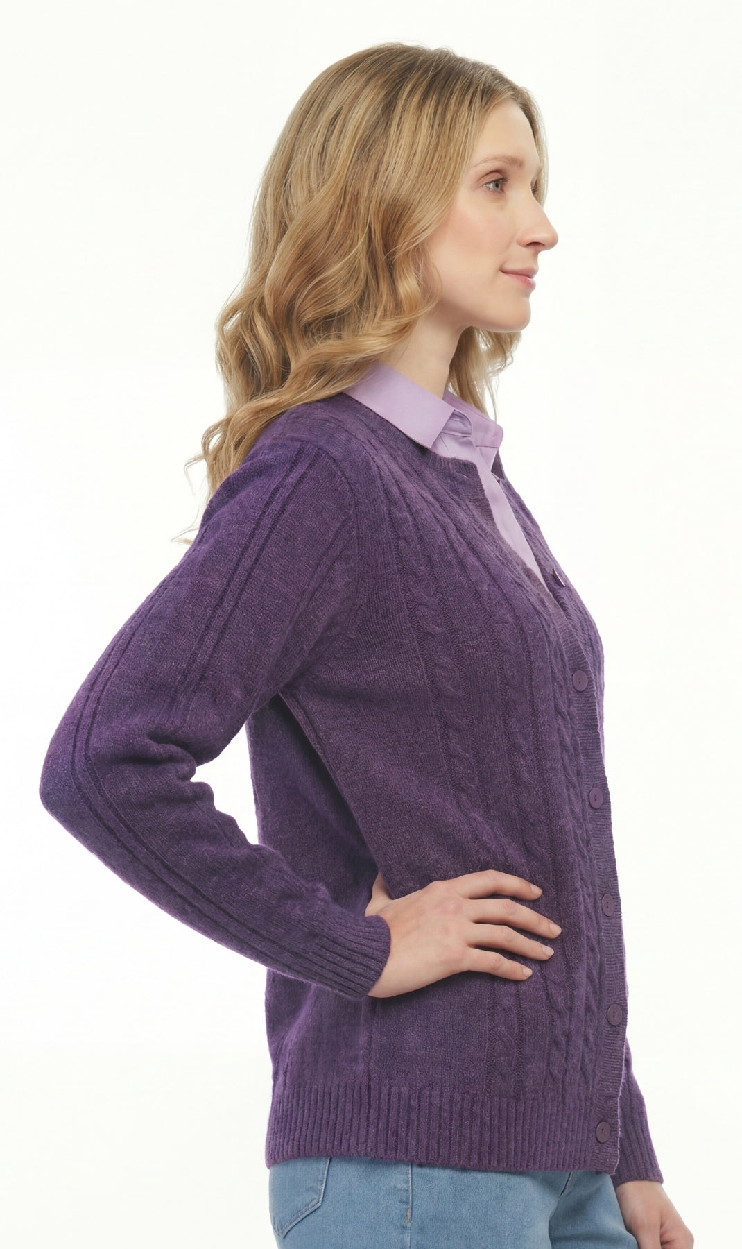 Cable Knit Button Front Cardigan
