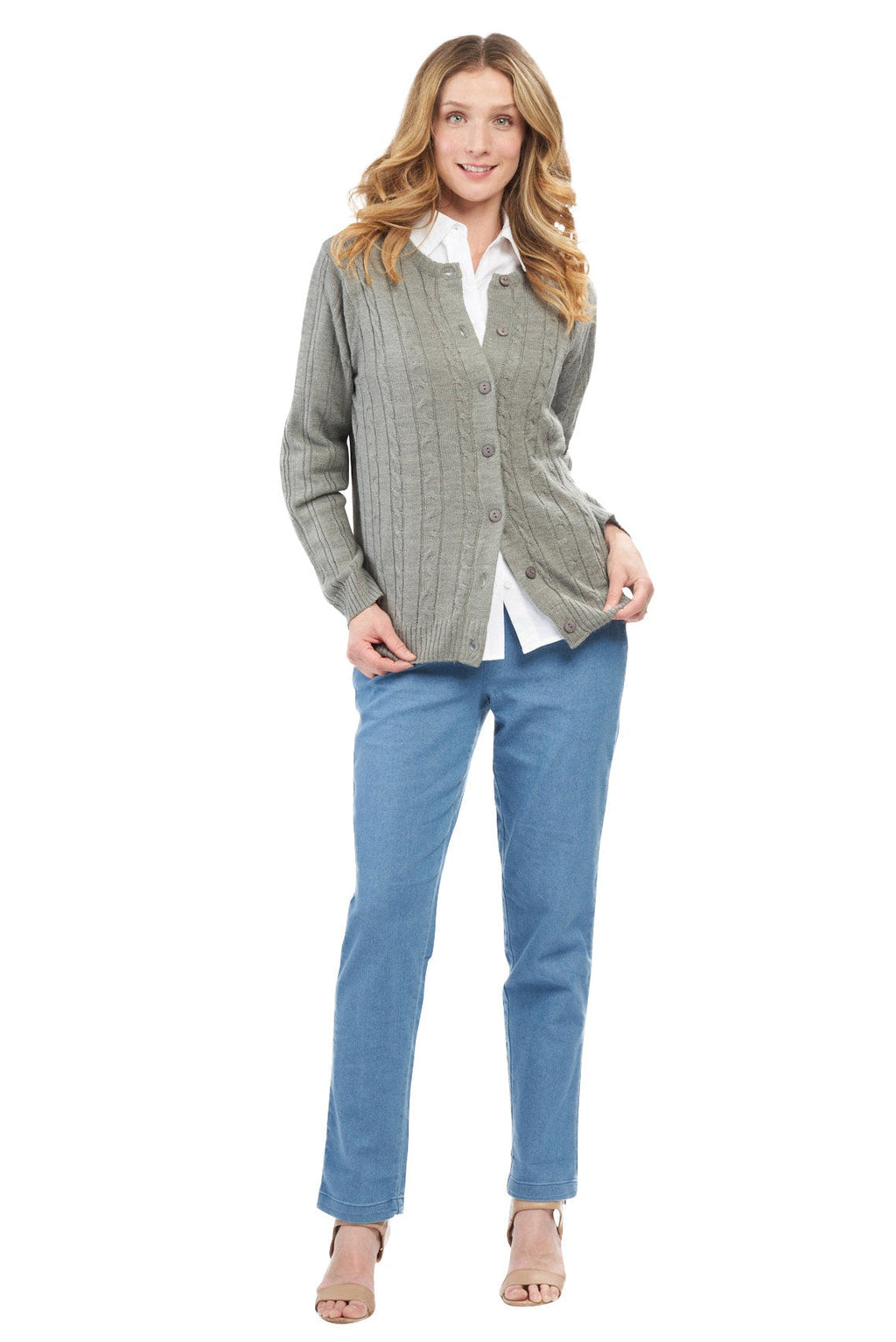 Cable Knit Button Front Cardigan