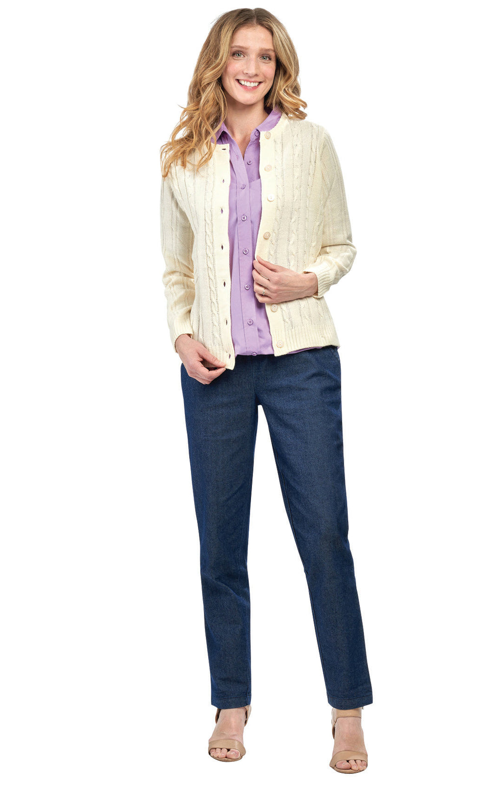 Cable Knit Button Front Cardigan