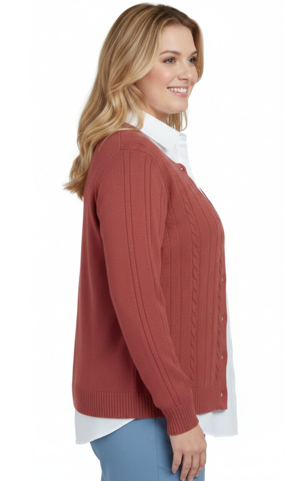 Cable Knit Button Front Cardigan