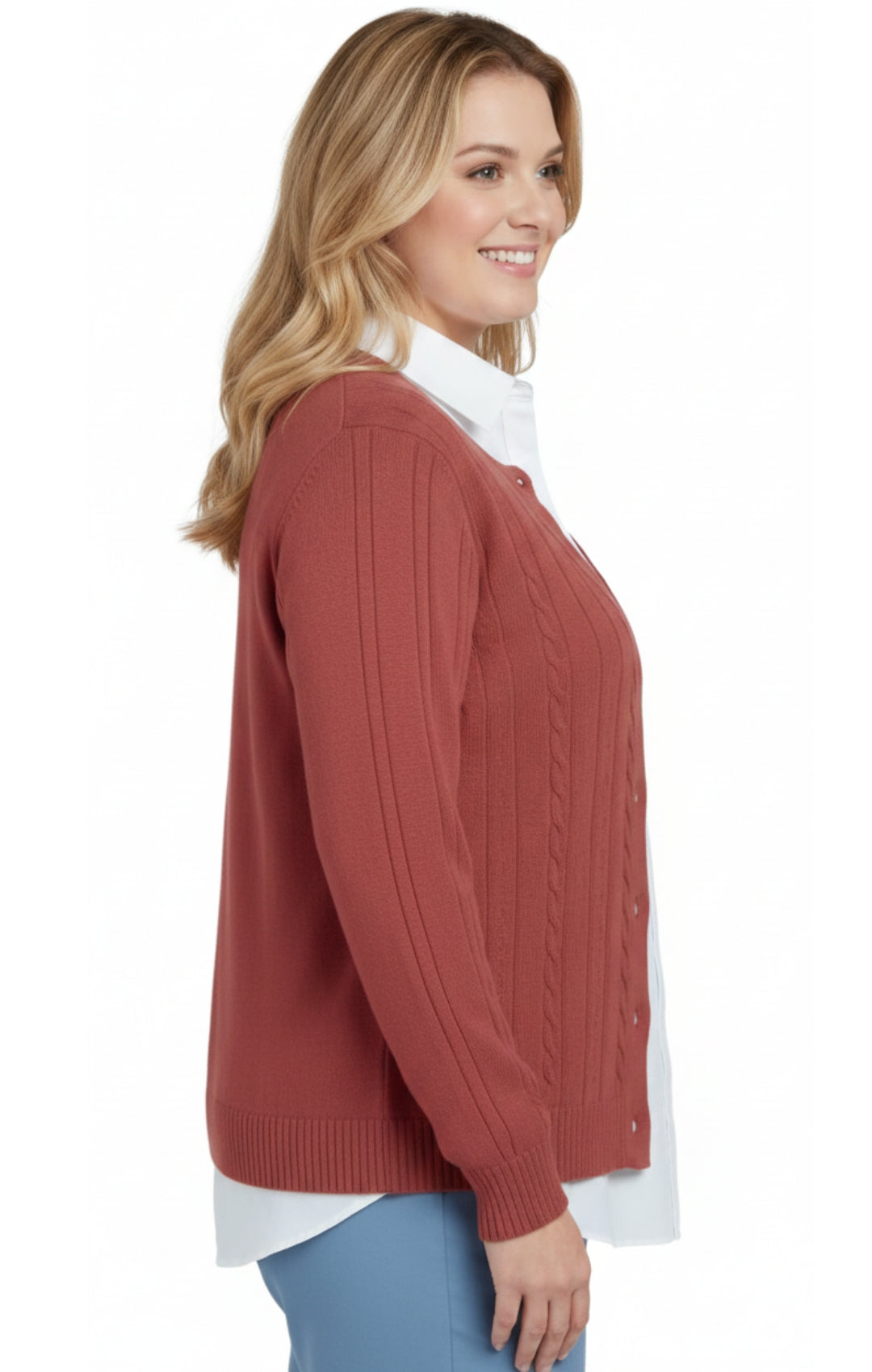 Cable Knit Button Front Cardigan