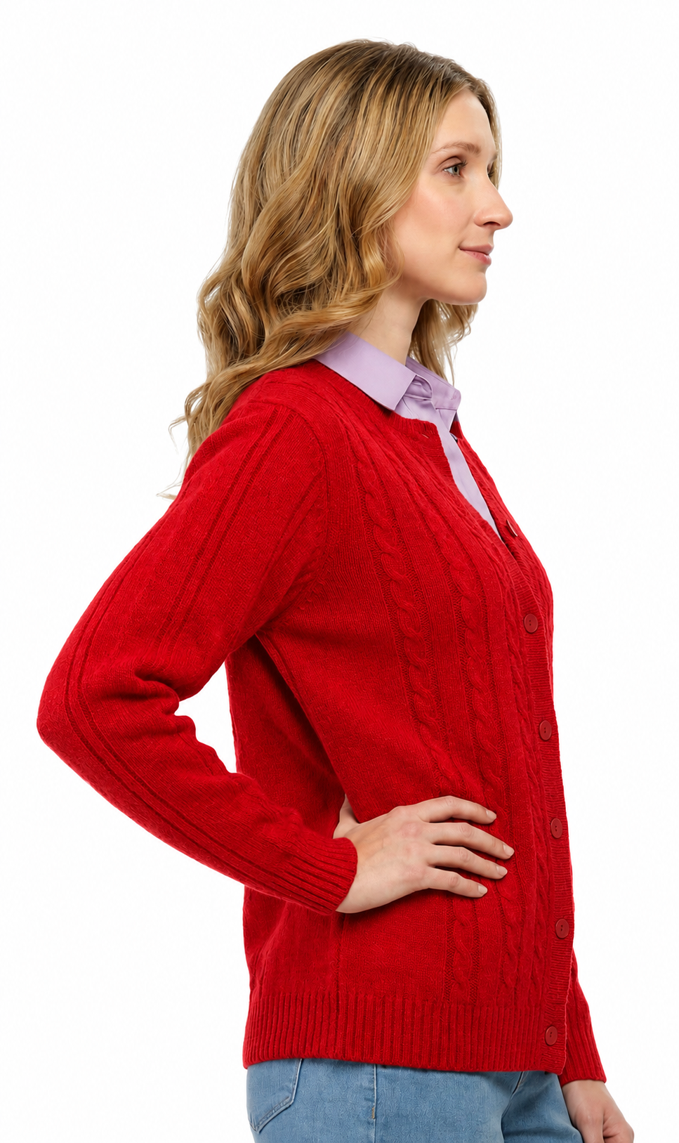 Cable Knit Button Front Cardigan