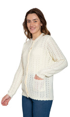 Crochet Pointelle Button Front Cardigan