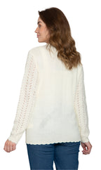 Crochet Pointelle Button Front Cardigan