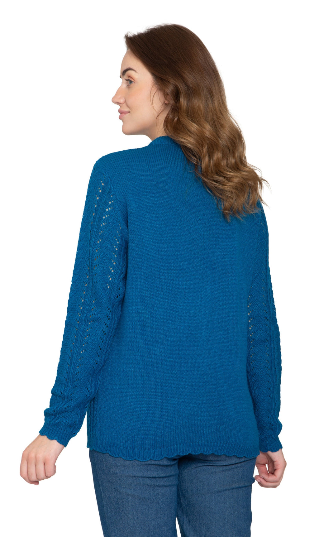 Crochet Pointelle Button Front Cardigan