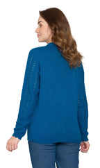 Crochet Pointelle Button Front Cardigan