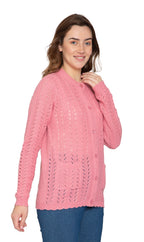 Crochet Pointelle Button Front Cardigan