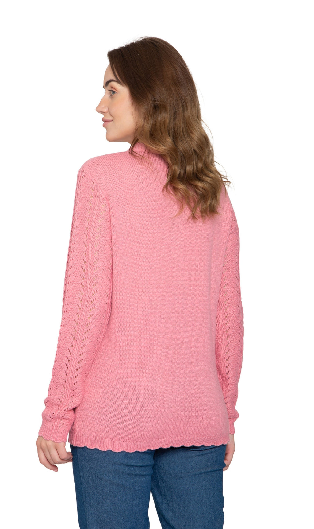 Crochet Pointelle Button Front Cardigan