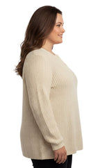 Long Sleeve Shaker Knit Henley Sweater