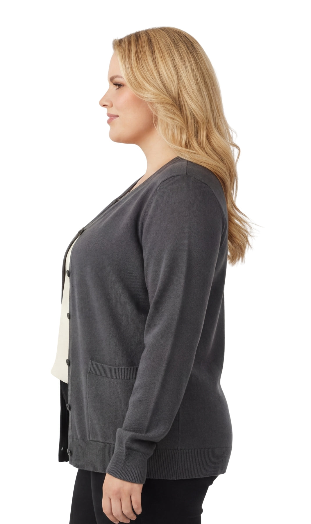 Button Front Cotton Blend Cardigan