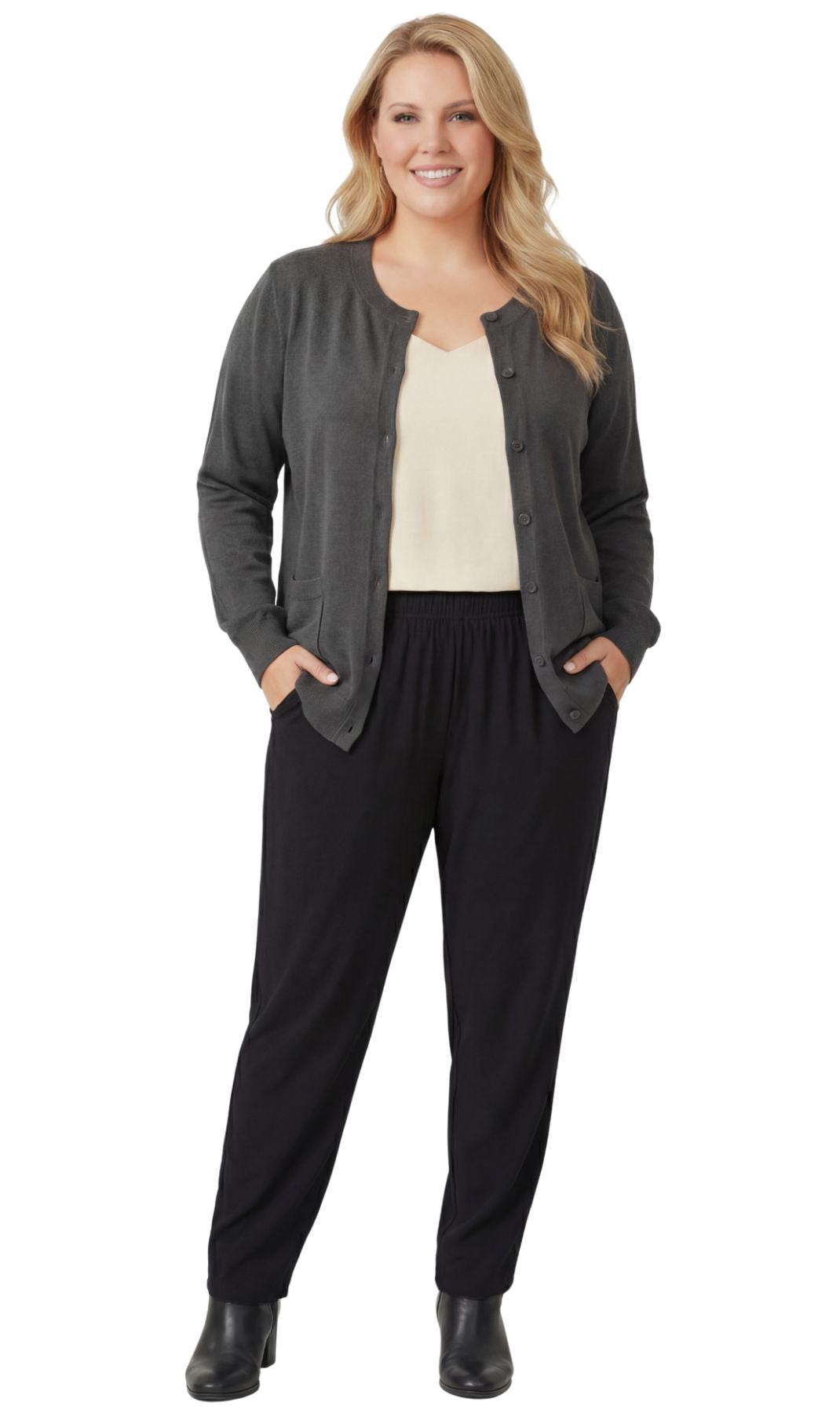 Button Front Cotton Blend Cardigan