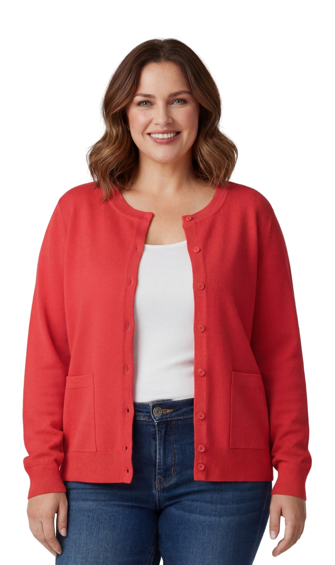 Button Front Cotton Blend Cardigan