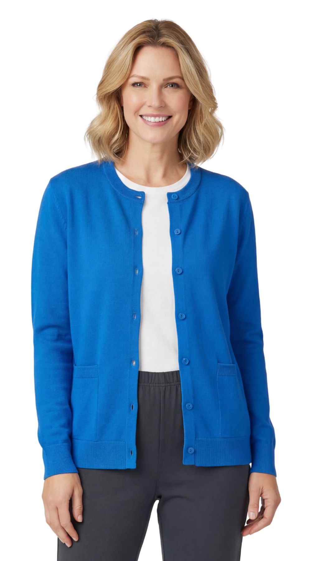 Button Front Cotton Blend Cardigan